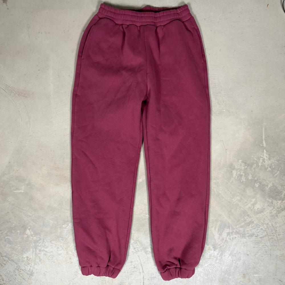 Comfrt Signature Fleece Sweatpants Maroon Berry Joggers Mens Large Zipper Pocket